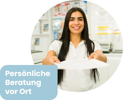 Frau arbeitet in Copyshop Leipzig Brüderstraße