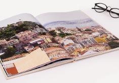 Travel pictures printed as linen hardcover photobook