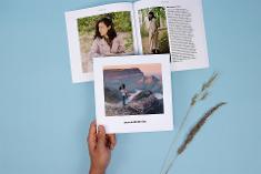 The softcover adhesive binding with photos