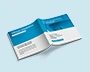 Square perfect binding with softcover opened with the spine facing upwards