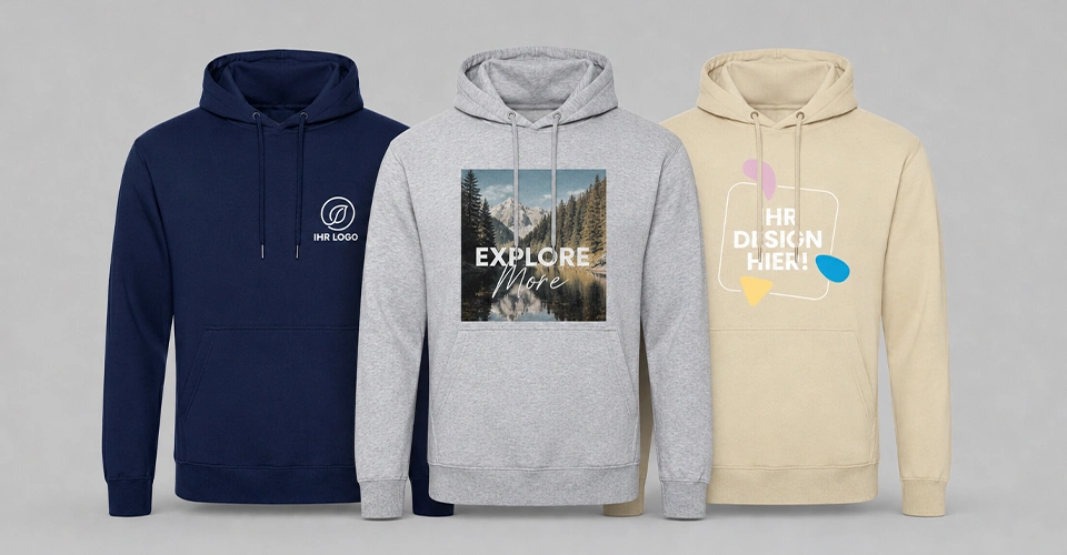 Bedruckte Hoodies mit Foto, Logo oder eigenem Motiv