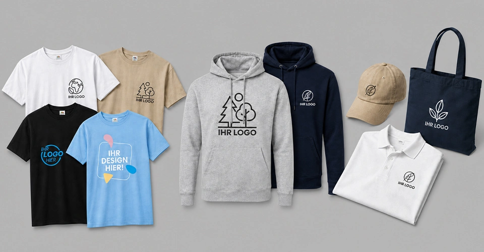 T-Shirts, Hoodies und andere Textilprodukte individuell bedruckt und bestickt