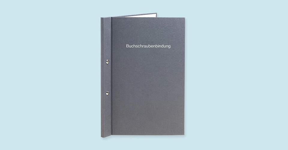 Screw post binding on blue background