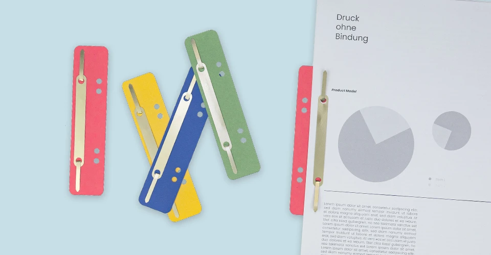 Filing strips in various colors on blue background