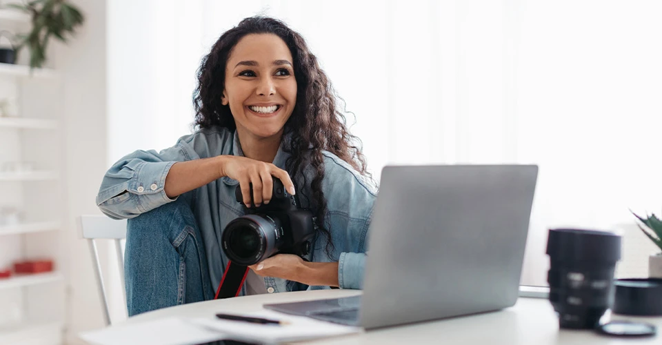 Photographer at desk