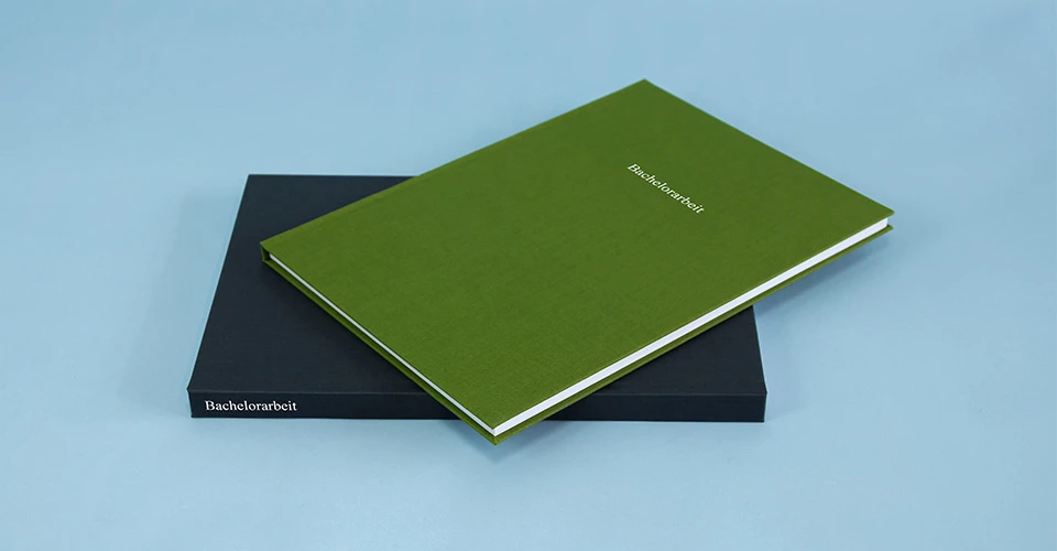 Hardcover thesis with cloth binding and embossing