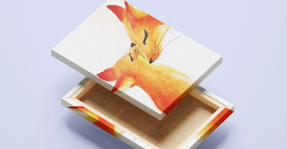 Leinwand von vorn und hinten mit Aquarell-Motiv