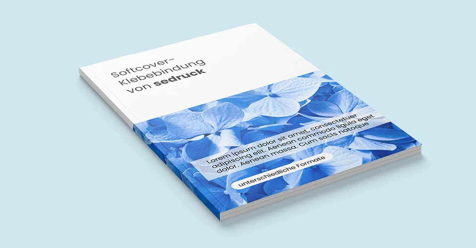 Softcover-Bindung mit besipielhaftem Cover-Aufdruck