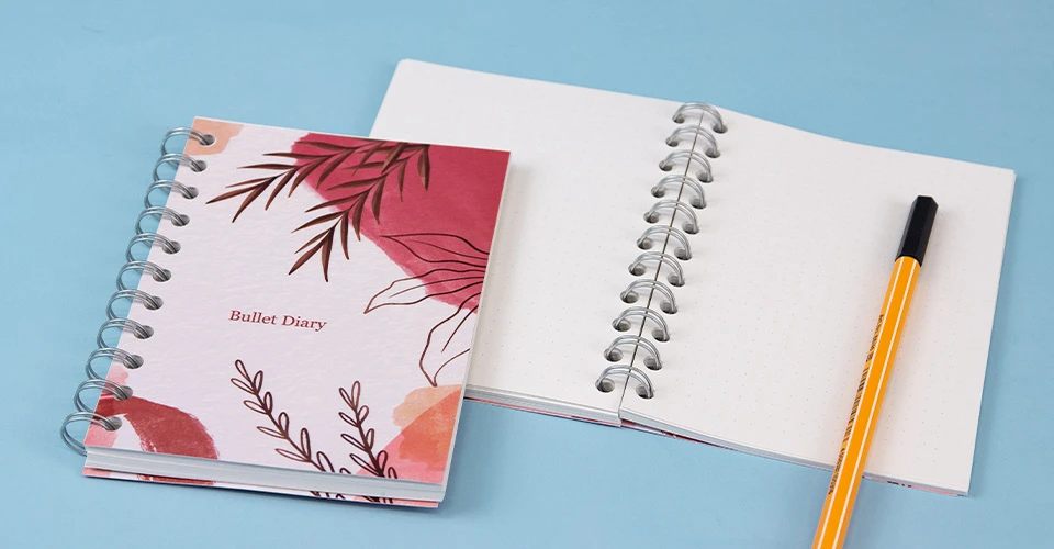 Softcover-Drahtringbindung mit gestaltetem Cover