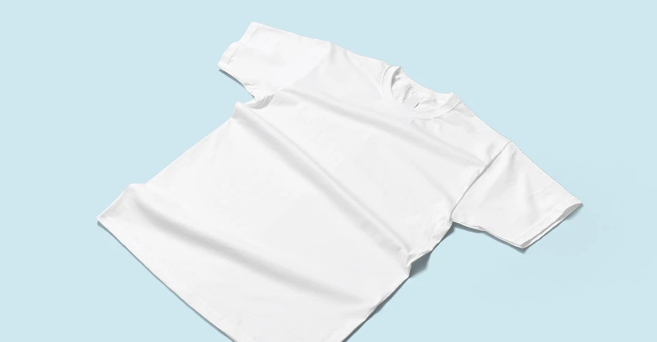 White T-shirt on blue background