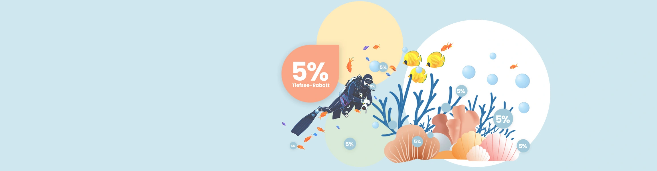 Nur Heute 5% Rabatt bei sedruck - Illustration mit Taucher unter Wasser
