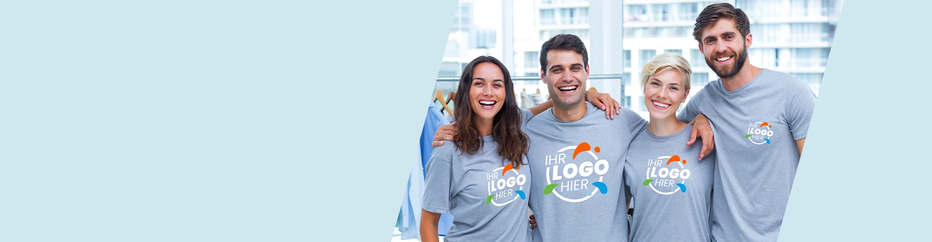 T-Shirts und Textilien bedrucken lassen - Team mit individuellem Logo-Druck