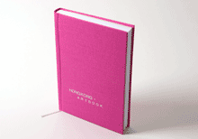 hardcover in pink linen