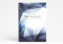 Notizbuch als Drahtringbindung mit Cover-Aufdruck